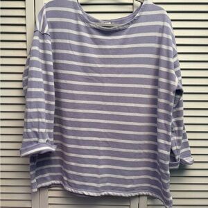Old Navy Lavender and White Striped Long Sleeve Top
